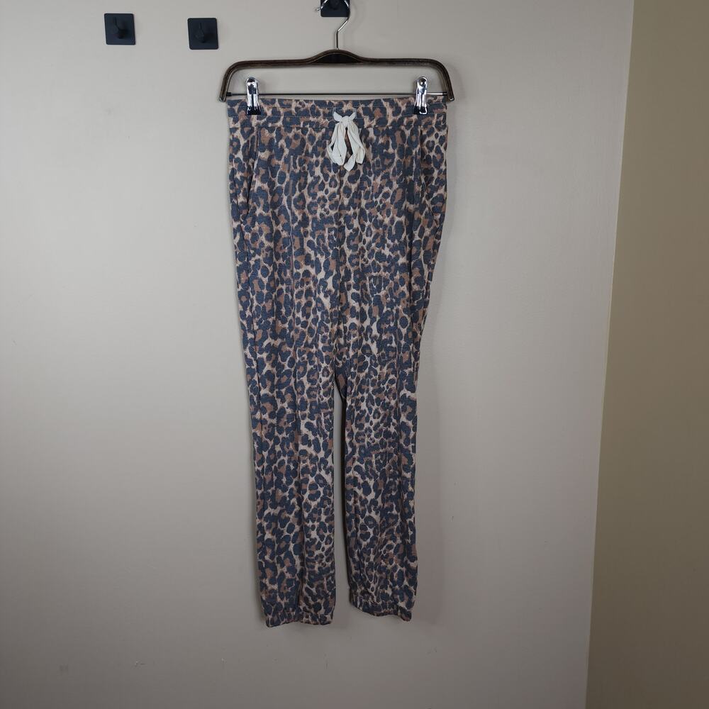 Lulus Flight Faded Beige Leopard Print Drawstring Jogger Pants Size XS